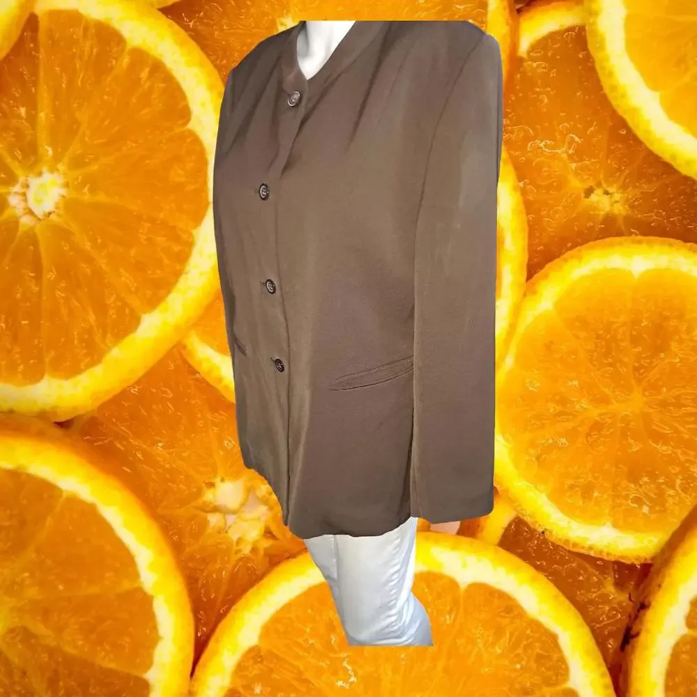 Petite Sophisticate Brown 3‎ Button Blazer